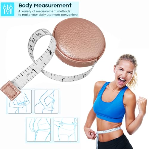Tape Measure Measuring Tape for Body Tailor Cloth Fabric Sewing Knitting Craft Weight Loss Measurements Retractable 120 inch 3 Meter Push Button Dual Sided Tape Measure - color: Pink A
