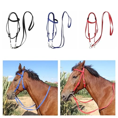 Cattle Halter Thickened Horse Halters Comfortable Adjustable Strap Neck Stretcher Durable Bridle Training Rope for Gentle Control Calves During Grooming - color: Blue-L