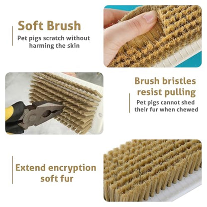 2-Pack Pig Enrichment Scratch Brush – Stress Relief for Pets | Self-grooming tool for mini pet pigs. Helps increase enjoyment. Suitable for pigsties, fences, Wooden Stakes and courtyards