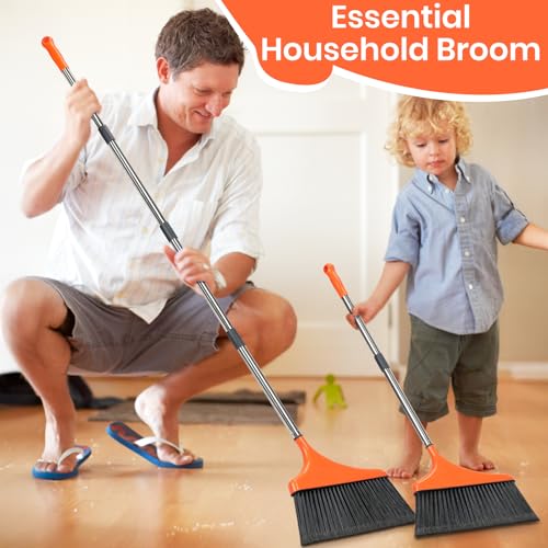 Heavy-Duty Angle Broom for Floor Cleaning with 52" Long Handle Stiff Bristle Angle Commercial and Industrial Broom, Indoor Outdoor Broom for Garage Kitchen Office Lobby Patio - size: 1 Pack