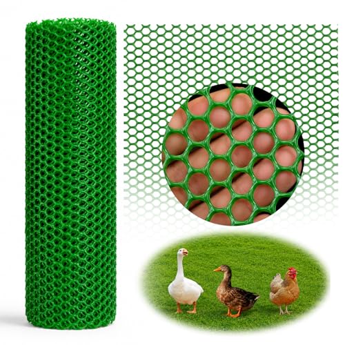 Plastic Wire Mesh Fence 16in x 10Ft Plastic Chicken Wire Mesh for Poultry, Dogs, Rabbit, Snake Barrier & Gardening Versatile Plastic Fencing (16in x 10Ft, Green) - color: Green, size: 16in x 10Ft