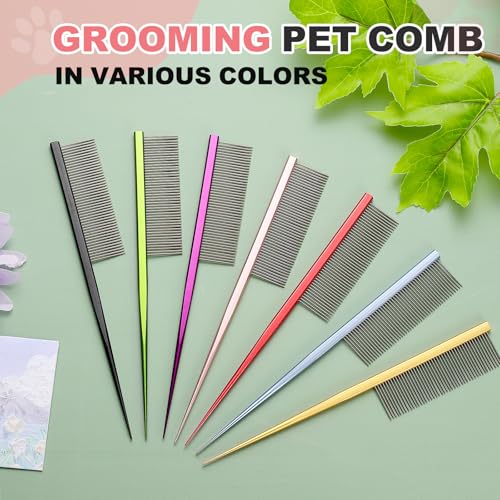Grooming Pet Comb, 7.2Inch Dog Rat Tail Comb with Rounded Ends Cat Hair Trimmer Combs Knots Mats Loose Hair Removal (Purple), Intended for Small Dog Cat - color: Purple
