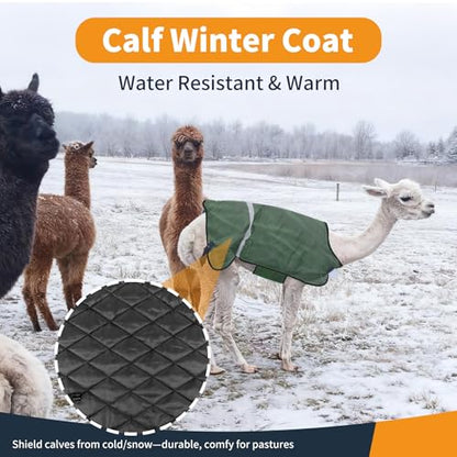 1 Pack Green Calf Coat, Calf Blanket, Warm Sheet for Calves, Goats, Donkeys and Other Livestocks