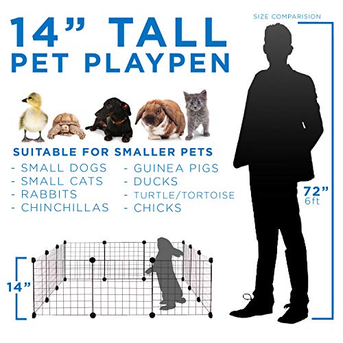 Work-It! Pet Playpen, Foldable Metal Exercise Pen | Small Animal Cage Indoor/Outdoor Metal Wire Fence for Rabbits, Guinea Pigs, Small Animals | Portable Kennel Crate Fence with Configurable 12 Panels