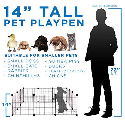 Work-It! Pet Playpen, Foldable Metal Exercise Pen | Small Animal Cage Indoor/Outdoor Metal Wire Fence for Rabbits, Guinea Pigs, Small Animals | Portable Kennel Crate Fence with Configurable 12 Panels