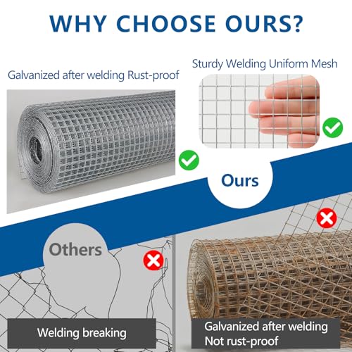Gardeal 19 Gauge 1/2 Inch Hardware Cloth - Double Hot-Dipped Galvanized After Welding Steel Mesh - Duty Rust Proof Fencing for Gardens, Poultry Animal Netting Cage Screen (48inx1200in) - size: 48inx1200in