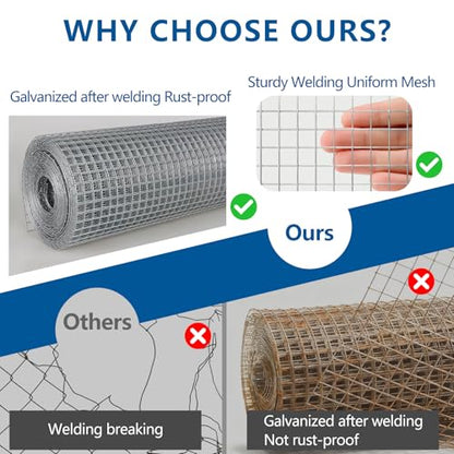 Gardeal 19 Gauge 1/2 Inch Hardware Cloth - Double Hot-Dipped Galvanized After Welding Steel Mesh - Duty Rust Proof Fencing for Gardens, Poultry Animal Netting Cage Screen (48inx1200in) - size: 48inx1200in