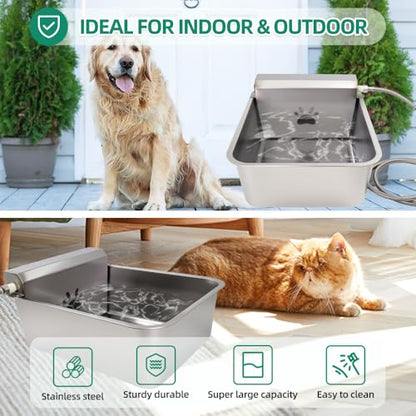Automatic Dog Water Bowl Dispenser 23L Large with Hose & Adapter | Stainless Steel, Rustproof,Large Capacity, Self Filling, with Float Valve,No Mass, No-spill,outdoor,for Cat,Livestock,Chicken