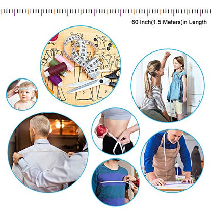 Tape Measure Body Measuring Tape, Retractable 60 Inch Soft Mini Measuring Tape, Small Sewing Fabric Tape Ruler for Cloth Waist Medical Nursing Craft(10 Pack) - color: 10 Colors Package