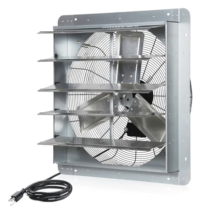 VENTISOL 24 Inch Shutter Exhaust Fan, Ven Fan with Power Cord & Variable Speed Controller Wall Mount, High Speed 4200CFM for Garages, Attic, Shops, Greenhouse - style: 24" with Power cord