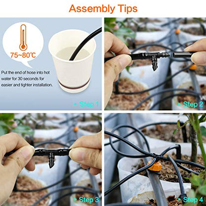1/4" Drip Irrigation Tee Fittings, 60 Pieces Barbed Tee Connectors for 1/4 Inch Tubing, Drip Line 3-Way T Parts for Sprinkler Garden Lawn Irrigation System - size: 4/7mm Tees-60P