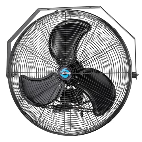 Tornado 24 Inch Outdoor Wall Mount Fan, 3-Speed High Velocity Metal Wall Fan – IPX4 Water-Resistant, 7700 CFM, UL Safety Listed, Ideal for Commercial, Industrial and Residential, Black - size: 24 Inch