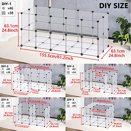 DINMO Guinea Pig Cages with Floor, Puppy Playpen, Small Animal Playpen for Rabbit, Bunny, Ferret, Hedgehog, DIY, Expanded, Portable, Exercise Fence, 61.2 x 24.8 x 24.8inch - style: Plastic-28 panels