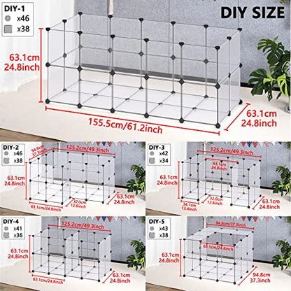DINMO Guinea Pig Cages with Floor, Puppy Playpen, Small Animal Playpen for Rabbit, Bunny, Ferret, Hedgehog, DIY, Expanded, Portable, Exercise Fence, 61.2 x 24.8 x 24.8inch - style: Plastic-28 panels