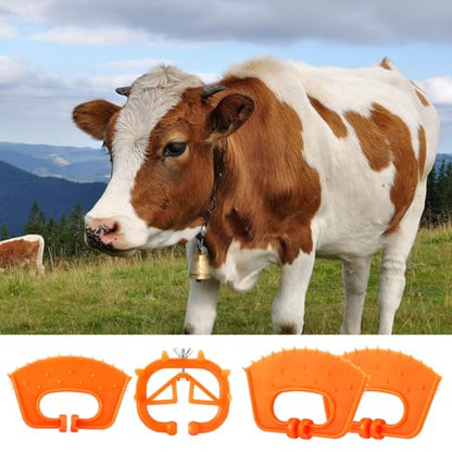 Teenyyou 20 Pcs Plastic Livestock Nose Rings Cattle Halter Durable Farm Equipment Weaner Tool for Cattle, Calves Calf Cow (Orange)(Orange)
