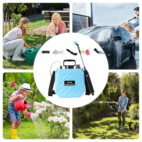 Battery Powered Garden Sprayer, Backpack Can Rechargeable, Electric Pump Sprayer with Adjustable Shoulder Strap, for Farm Lawn Yard Backyard Agriculture Plant Outdoor Home - color: 6.5L sky blue