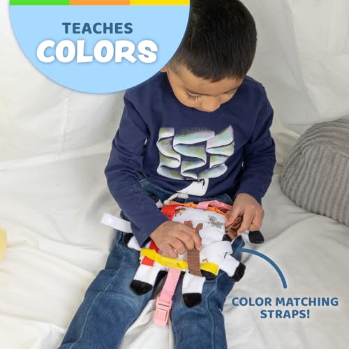Buckle Toys Bessie Cow Learning Activity Toddler Toy | Plane Travel Essential, Develop Motor Skills, Problem Solving - color: Bessie Cow