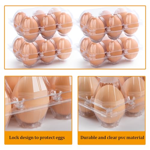 180 Pack Egg Cartons 6 Count, Clear Plastic Egg Cartons Cheap Bulk for Chicken Eggs, Reusable Egg Holder Container for Family, Chicken Farm and Markets, Medium - size: 180P2×3