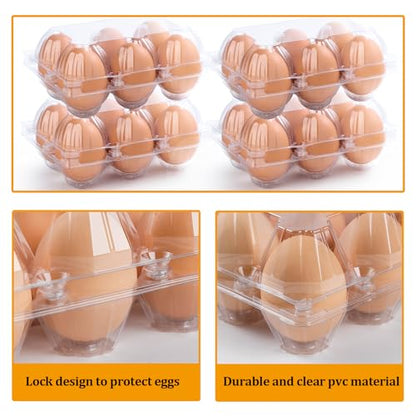 180 Pack Egg Cartons 6 Count, Clear Plastic Egg Cartons Cheap Bulk for Chicken Eggs, Reusable Egg Holder Container for Family, Chicken Farm and Markets, Medium - size: 180P2×3