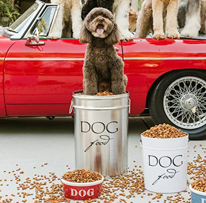 Harry Barker Classic Silver Dog Food Storage Canister – Medium, Airtight Stainless Steel Pet Food Container, Holds Up to 22 lbs Dry Dog Food, Kitchen Counter & Pantry Storage - Silver - color: Silver & Black