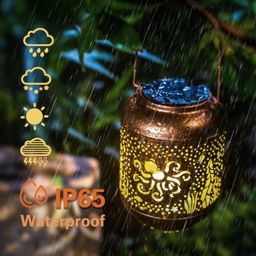 Octopus Solar Lanterns Outdoor Waterproof,Hanging Solar Lights Octopus Gifts for Women Men Metal LED Decorative Light for Yard,Patio,Lawn,Tabletop,Pathway,Landscape,Garden Decor - style: Octopus