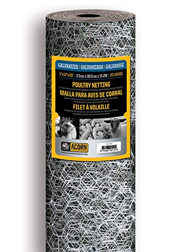Acorn International PN13625 1"X36"X25' Poultry Netting, 3' Wide X 25' Long, Silver - size: 3' Wide X 25' Long, style: 1" Hexagon Pattern
