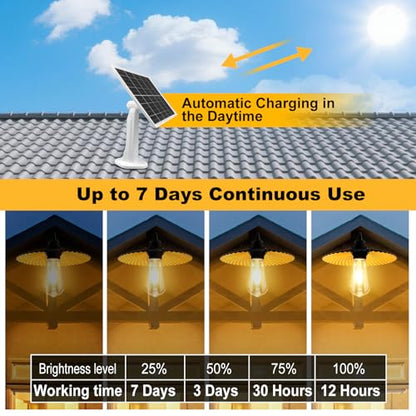 Solar Pendant Light Outdoor, Solar Chicken Coop Light IP65 Waterproof Metal Chandelier Built-in 5200mAh Battery with Pull Cord & Remote Control, for Porch, Shed, Gazebo & Barn
