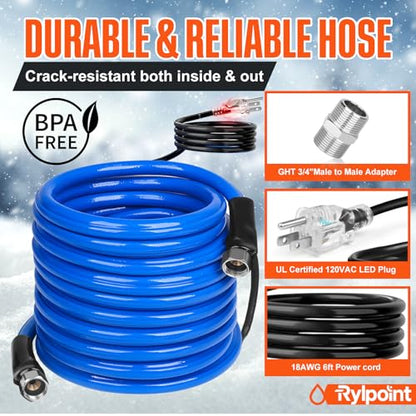 50FT Heated Water Hose for RV,Heated Drinking Water Hose,Lead and BPA Free,1/2"Inner Diameter,Temperatures Down to -47°F,Rv Accessories for Campers, Livestock, Agriculture - size: 50FT