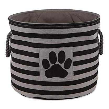 Bone Dry 5743 Pet Storage Collection Striped Paw Patch Bin, Medium Round, Black - color: Black, size: Medium Round