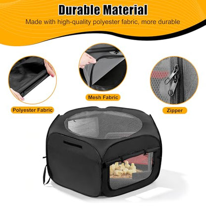 Chick Brooder Box with Chick Heat Plate, 10 ft? Baby Chicks Starter Kit, Large Chicken Cage for Outside, Durable Fabric, Well-Ventilated, Includes Food & Water Feeder, Perch & Waterproof Mat