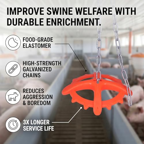 Hanging Piglet Chew Toy, Scented Durable Pig Bite Toy with Adjustable Chain, Hanging Pig Enrichment for Farm Pigs to Prevent Biting and Boredom