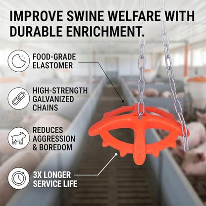 Hanging Piglet Chew Toy, Scented Durable Pig Bite Toy with Adjustable Chain, Hanging Pig Enrichment for Farm Pigs to Prevent Biting and Boredom