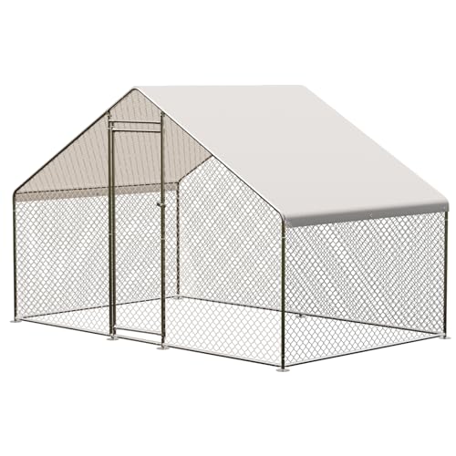 Large Metal Chicken Coop, Large Chicken Pen, Chicken Runs for Yard with Waterproof and Anti-UV Cover, Duck Rabbit House Outdoor (9.8'L x 6.5'W x 6.5'H) - size: 9.8x6.5x6.5 feet