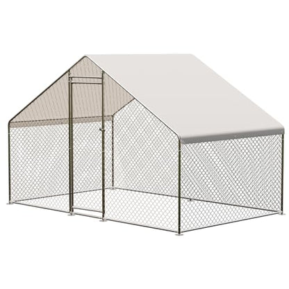 Large Metal Chicken Coop, Large Chicken Pen, Chicken Runs for Yard with Waterproof and Anti-UV Cover, Duck Rabbit House Outdoor (9.8'L x 6.5'W x 6.5'H) - size: 9.8x6.5x6.5 feet