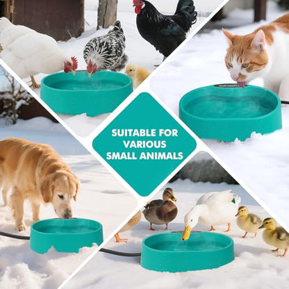 Large Heated Pet Water Bowl for Dogs, 3.7L Heated Dog Bowl Outdoor Heated Water Bowl for Cats,Chicken, Heated Dog Water Bowl -Keep Water Warm in Winter,35W Thermostatic Control and Anti Chew Cord - size: Oval 3.7 Litres