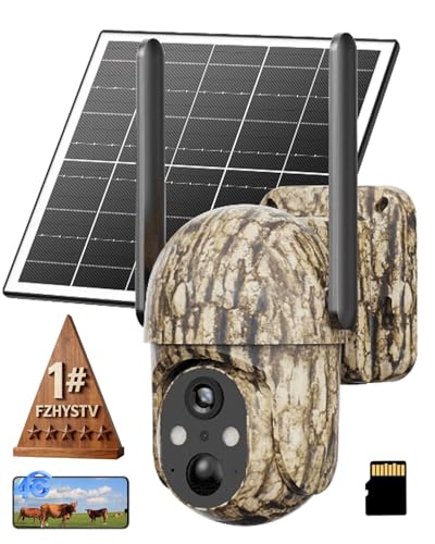 Wireless Solar Security Camera, 360° WiFi Camouflage Real-time Preview Cellular Camera, Outdoor Waterproof Trail Surveillance for Trai App, Motion Detection, Night Vision (Millimeters, 20, QM6-4G-3PM)
