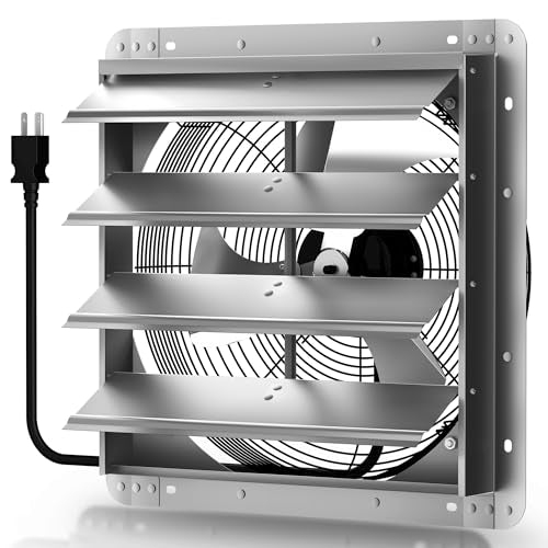 Xcity 24" Shutter Exhaust Fan with 6 ft Power Cord, High Speed AC Motor, 3100 CFM, 1400 RPM, Wall Mount Ventilation Fan with Automatic Gravity Louvers, for Garage, Shed, Commercial, Attic, Waterproof - size: 24 Inch