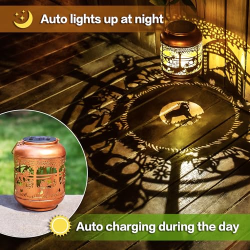 French Bulldog Solar Lanterns Outdoor Waterproof,Hanging Solar Lights French Bulldog Gifts for Women Men Metal LED Decorative Light for Yard,Patio,Lawn,Tabletop,Pathway,Landscape,Garden Decor - style: French Bulldog