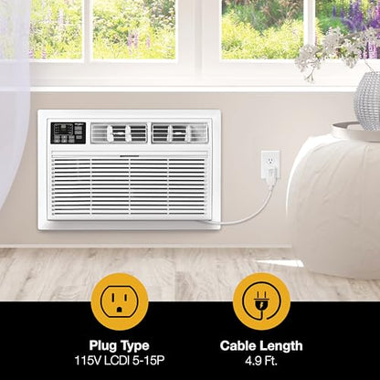 Whirlpool 8,000 BTU Through the Wall Air Conditioner, 115V, Cools up to 350 Sq. Ft. for Living Room, Bedroom, Kitchen with Dehumidifier and Remote Control, White - size: 8,000 BTU