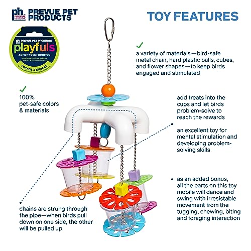 Prevue Pet Products Sink 'n Seek Playfuls Forage & Engage Bird Toy - Cage Accessories for Small to Medium Birds, Ideal for Cockatiels, Conures, Parakeets, Budgies, Lovebirds, and African Greys