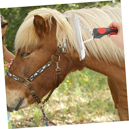 Luxshiny Durable Horse Grooming Rake with Rubber Handle and Teeth Resistant Horse Hair Cleaning Comb for Comfortable Massage and Efficient Pet Hair Removal