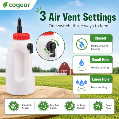 Screw Nipple Calf Feeding Device, Calf Feeding Bottle with Rubber Nipple & Cap, Handle Milk Pot Calfs Feeding Supplies (2.5L-Adjustable) - color: 2.5L-Adjustable