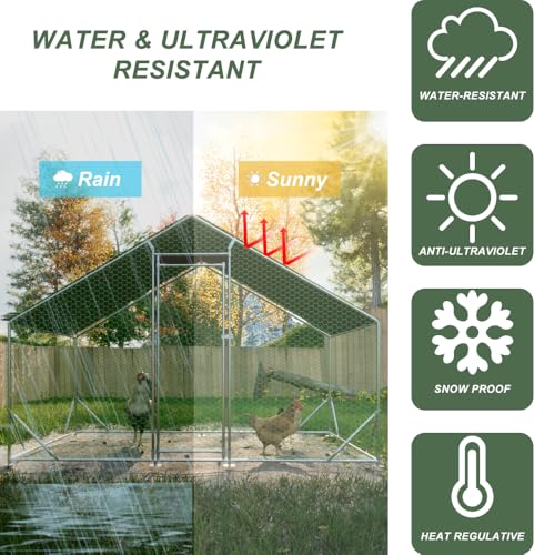 Sturdy Walk-in Chicken Run with Galvanized Steel Frame and PVC-Coated Hexagonal Wire Mesh for Outdoor Poultry Enclosure (3x2m) - color: 3x2m
