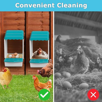 Chicken Nesting Boxes, 10 Hole Laying Boxes,2 Nest Mat, Plastic Roll Away Chicken Nest Box, Egg Roll Out with Perch Eggs Protected Collection Area, Poultry Modular House Egg Coop Nest Perch - size: Green 10 pack