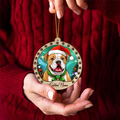 Personalized American Bulldog Ornament, American Bulldog Christmas Ornament, Custom Name American Bulldog Dog Suncatcher for Christmas Tree - color: American Bulldog