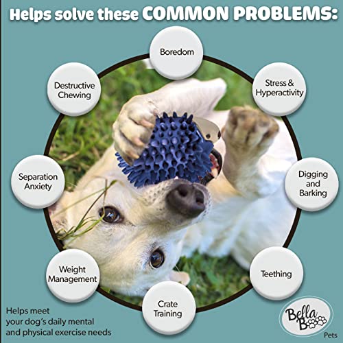 Bella Boo Pets Interactive Dog Toy for Strong Chewers - Freddy The Hedgehog Blue All-in-One Treat Ball + Food Dispensing Slow Feeder Dog IQ Puzzle + Dog Crate Toy for Medium and Large Breed Dogs - color: Blue