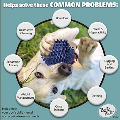 Bella Boo Pets Interactive Dog Toy for Strong Chewers - Freddy The Hedgehog Blue All-in-One Treat Ball + Food Dispensing Slow Feeder Dog IQ Puzzle + Dog Crate Toy for Medium and Large Breed Dogs - color: Blue
