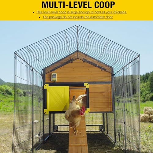 Chicken Coop All-Iron Frame Large Hen House Mobile Poultry Cage with Nesting Box,Metal Run,Waterproof Rain Cover Duck Coop, 85" - size: 85.6"L x 48.2"W x 48.2"H