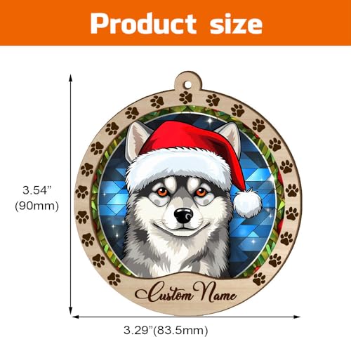 Personalized Alaskan Klee Kai Ornament, Alaskan Klee Kai Christmas Ornament, Custom Name Alaskan Klee Kai Dog Suncatcher for Christmas Tree - color: Alaskan Klee Kai
