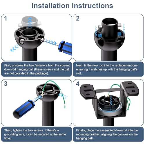 ABZ 36 Inch Ceiling Fan Downrod Accessories with Extended Cord, 3 FT Downrod for Ceiling Fan Not Threaded (Black) - size: 36 INCH